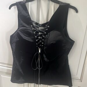 Black zip up and lace up vest